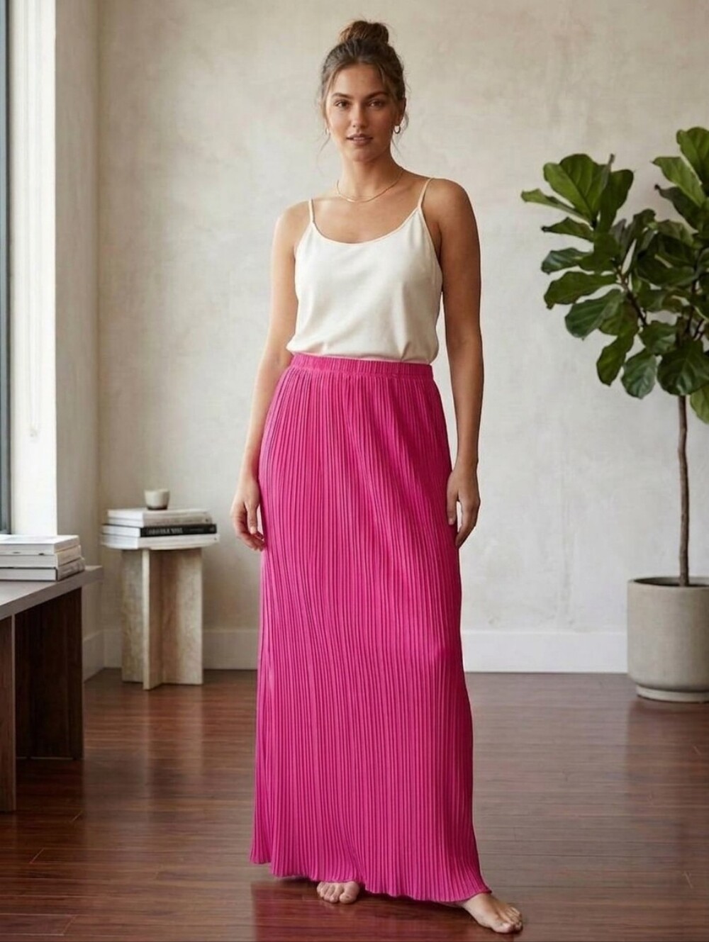 SUNNY LEIGH Column Skirt Hot Pink Size Extra Large